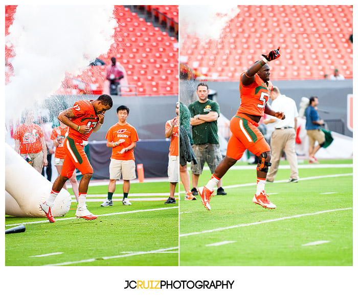 #17, Stephen Morris, runs out for Senior Day at the University of Miami vs. University of Virginia game.