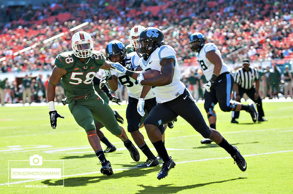 Romar Morris rushes against the Hurricanes defense