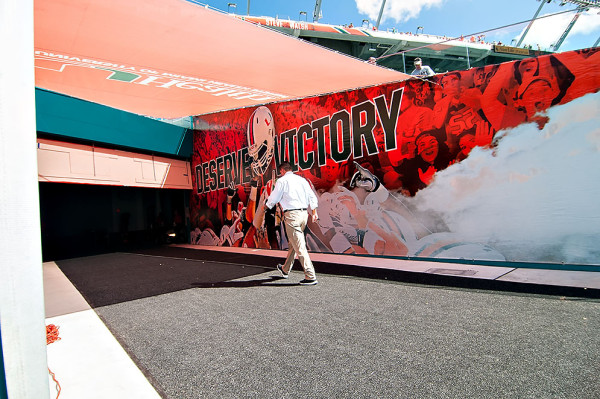 Miami Headcoach, Al Golden, walks back to the lockerroom after warmups