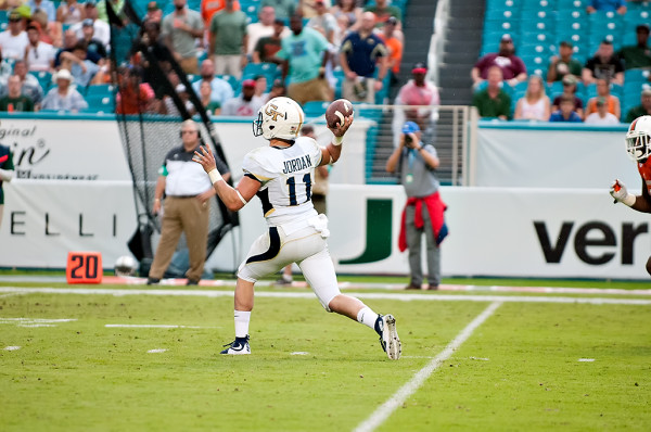 Georgia Tech QB, Matthew Jordan, attempts a pass