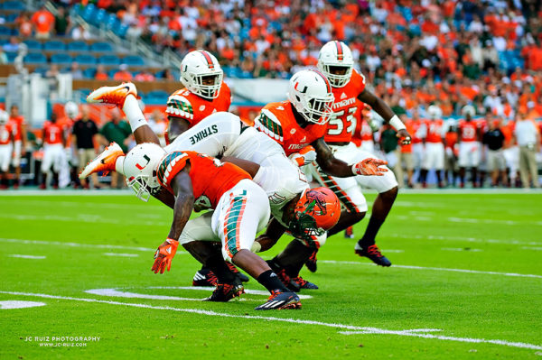 Hurricanes DB, Rayshawn Jenkins, flips the FAMU RB