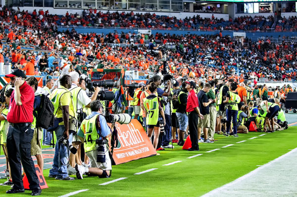 A crazy amount of photographers on the sidelines for the big game