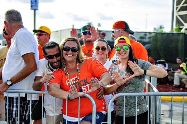 Miami Hurricane fans await the team's arrival