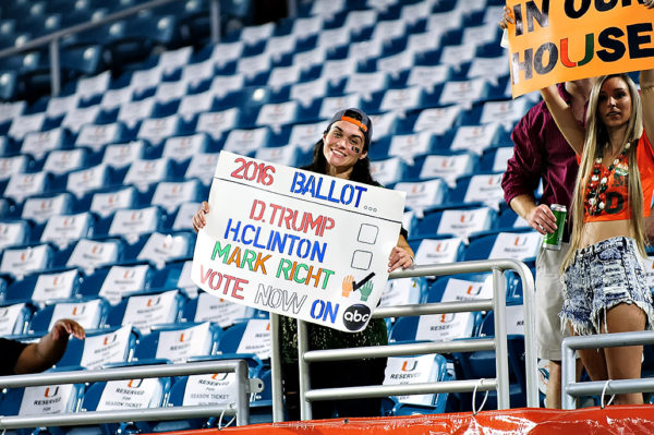 Creative signs by the fans prior to the game