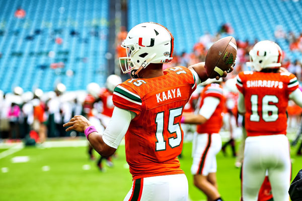 Brad Kaaya warmups before facing the North Carolina Tar Heels