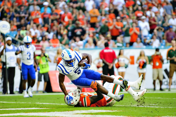 Duke WR, Johnathan Lloyd, scores a touchdown