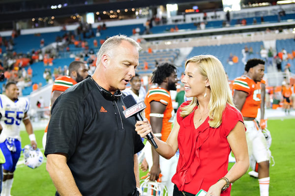 Coach Mark Richt gives an interview to ESPN