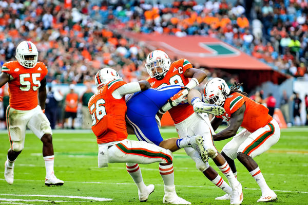 Hurricanes defense tackles Duke TE, David Helm