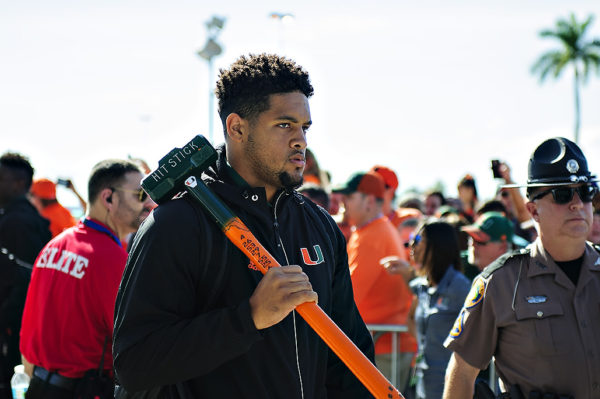 Trent Harris brought out the hit stick