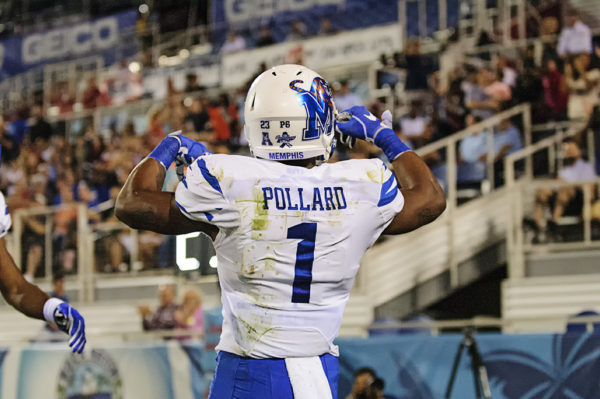 Tony Pollard, Memphis WR, celebrates his touchdown