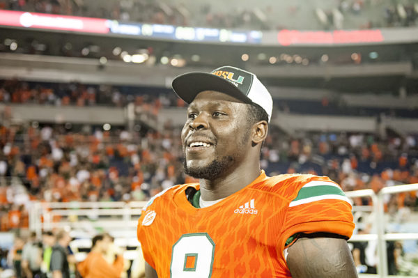 Chad Thomas is all smiles after the Hurricanes win