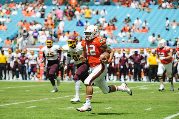 Malik Rosier rushes against the Bethune-Cookman defense