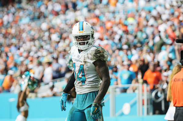 Jarvis Landry stares at the crowd after making a first down