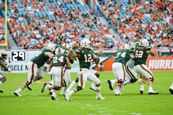 Malik Rosier throws a short screen pass