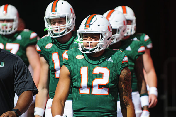 Malik Rosier walks out to warmups