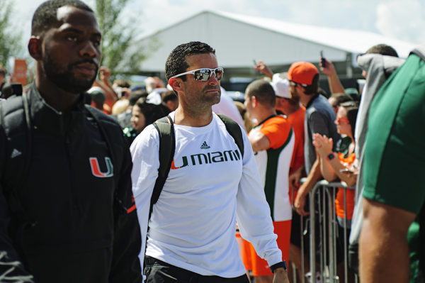 Defensive Coordinator Manny Diaz during Canes Walk