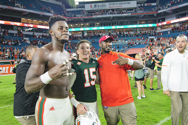 Michael Badgley (15) is all smiles after kicking the winning field goal