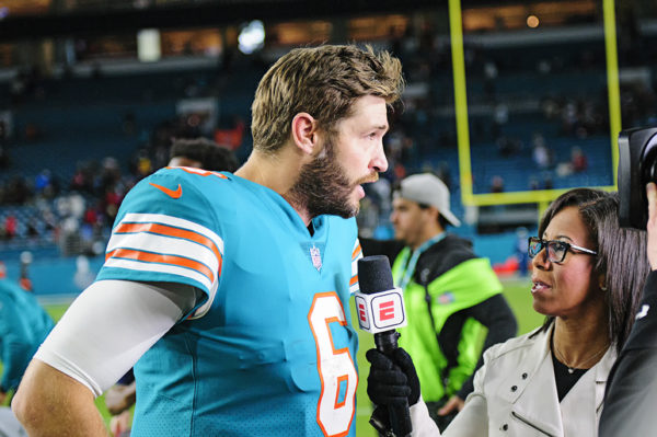 Jay Cutler gives an interview to ESPN after the game