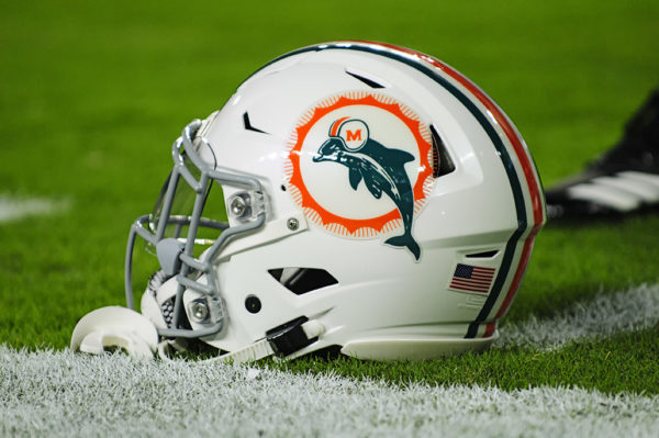 The retro Miami Dolphins helmet