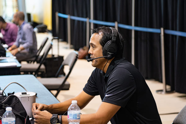 Erik Spoelstra gives a radio interview