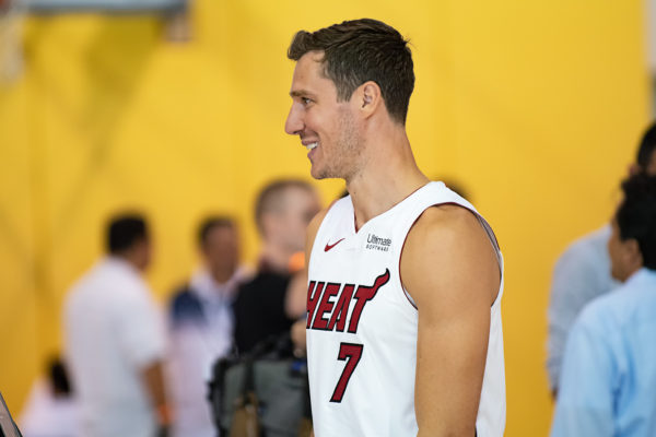 Goran Dragic talks with reporters