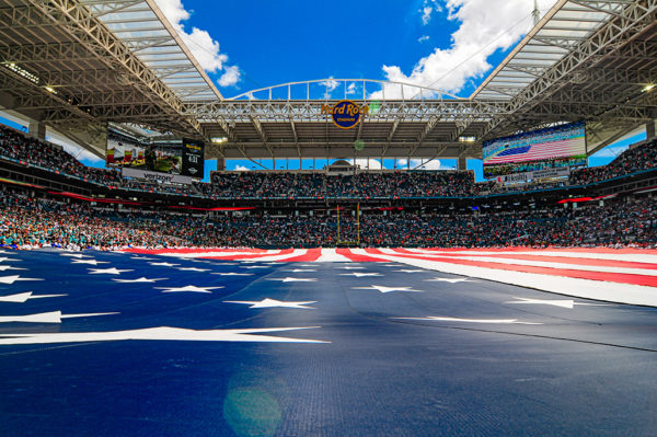 The American flag at Hard Rock Stadium