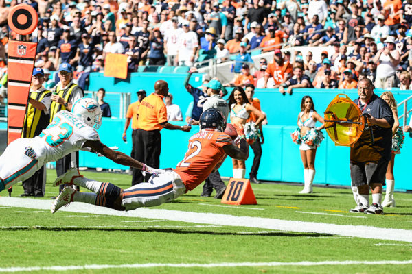Chicago Bears wide receiver Allen Robinson (12) with the lunging catch