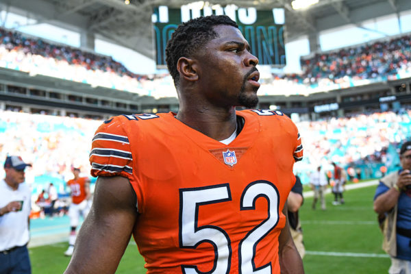Chicago Bears outside linebacker Khalil Mack (52) after the game