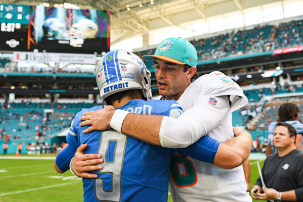 The QBs meet after the game