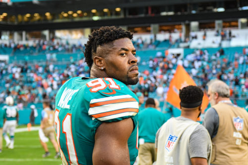 Miami Dolphins defensive end Cameron Wake (91) after the game