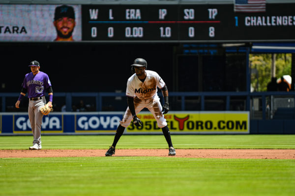 Miami Marlins right fielder Rosell Herrera #5