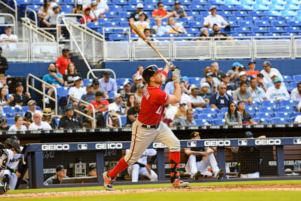 Washington Nationals first baseman Ryan Zimmerman #11 hits his 2nd homer of the game