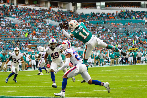 Miami Dolphins wide receiver DeVante Parker (11) hauls in a touchdown pass