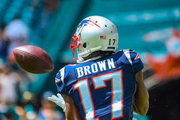 New England Patriots wide receiver Antonio Brown #17 | New England Patriots vs. Miami Dolphins | September 15, 2019 | Hard Rock Stadium