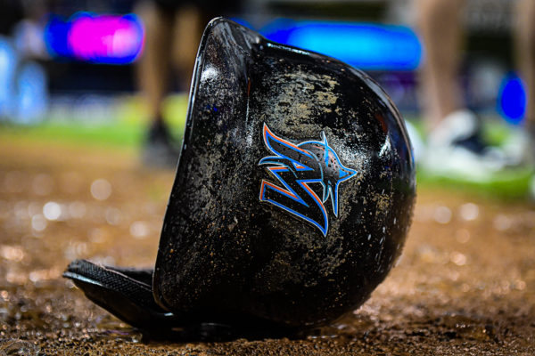 Miami Marlins third baseman Martin Prado #14 helmet