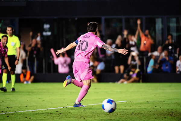 Messi celebrates a goal