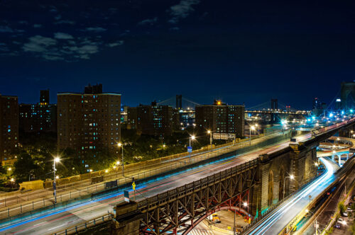 Brooklyn Bridge car trails